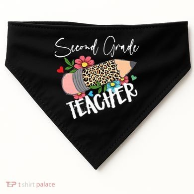 Second Grade Teacher Leopard Pencil 2nd Grade Teacher USA-Made Doggie Bandana