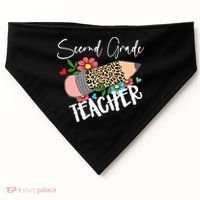 Second Grade Teacher Leopard Pencil 2nd Grade Teacher USA-Made Doggie Bandana thumb 0