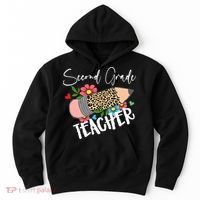 Second Grade Teacher Leopard Pencil 2nd Grade Teacher Hoodie thumb 0