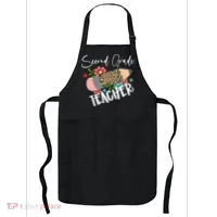 Second Grade Teacher Leopard Pencil 2nd Grade Teacher Apron thumb 0