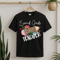 Second Grade Teacher Leopard Pencil 2nd Grade Teacher T-Shirt thumb 2