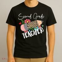 Second Grade Teacher Leopard Pencil 2nd Grade Teacher T-Shirt thumb 3