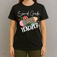 Second Grade Teacher Leopard Pencil 2nd Grade Teacher T-Shirt thumb 4