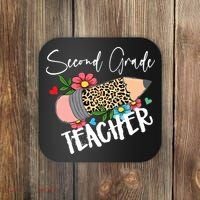 Second Grade Teacher Leopard Pencil 2nd Grade Teacher Coaster thumb 0