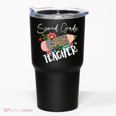 Second Grade Teacher Leopard Pencil 2nd Grade Teacher Tumbler