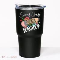 Second Grade Teacher Leopard Pencil 2nd Grade Teacher Tumbler thumb 0