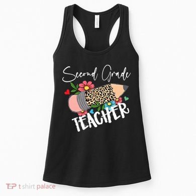 Second Grade Teacher Leopard Pencil 2nd Grade Teacher Women's Tank Top