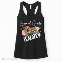 Second Grade Teacher Leopard Pencil 2nd Grade Teacher Women's Tank Top thumb 0