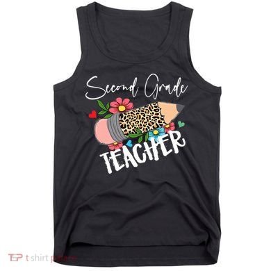 Second Grade Teacher Leopard Pencil 2nd Grade Teacher Tank Top
