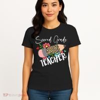 Second Grade Teacher Leopard Pencil 2nd Grade Teacher Women's T-Shirt thumb 4