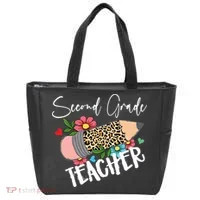 Second Grade Teacher Leopard Pencil 2nd Grade Teacher Tote Bag thumb 0