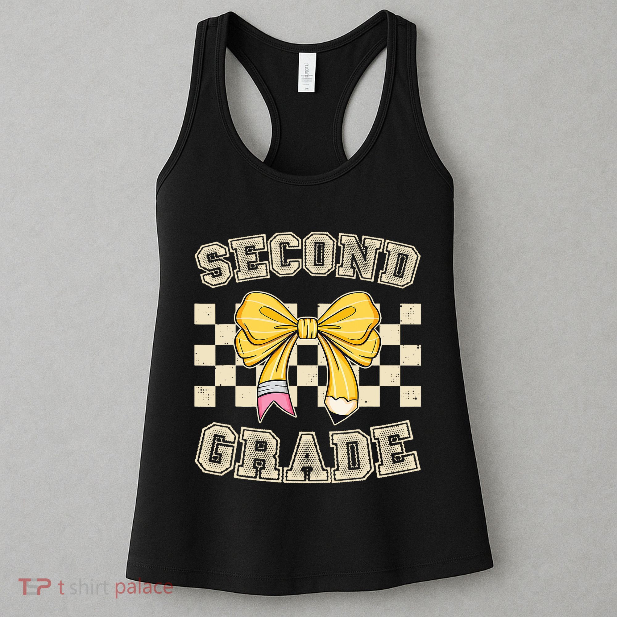 Second Grade Teacher Coquette Pencil Bow Back To School Women's Tank Top