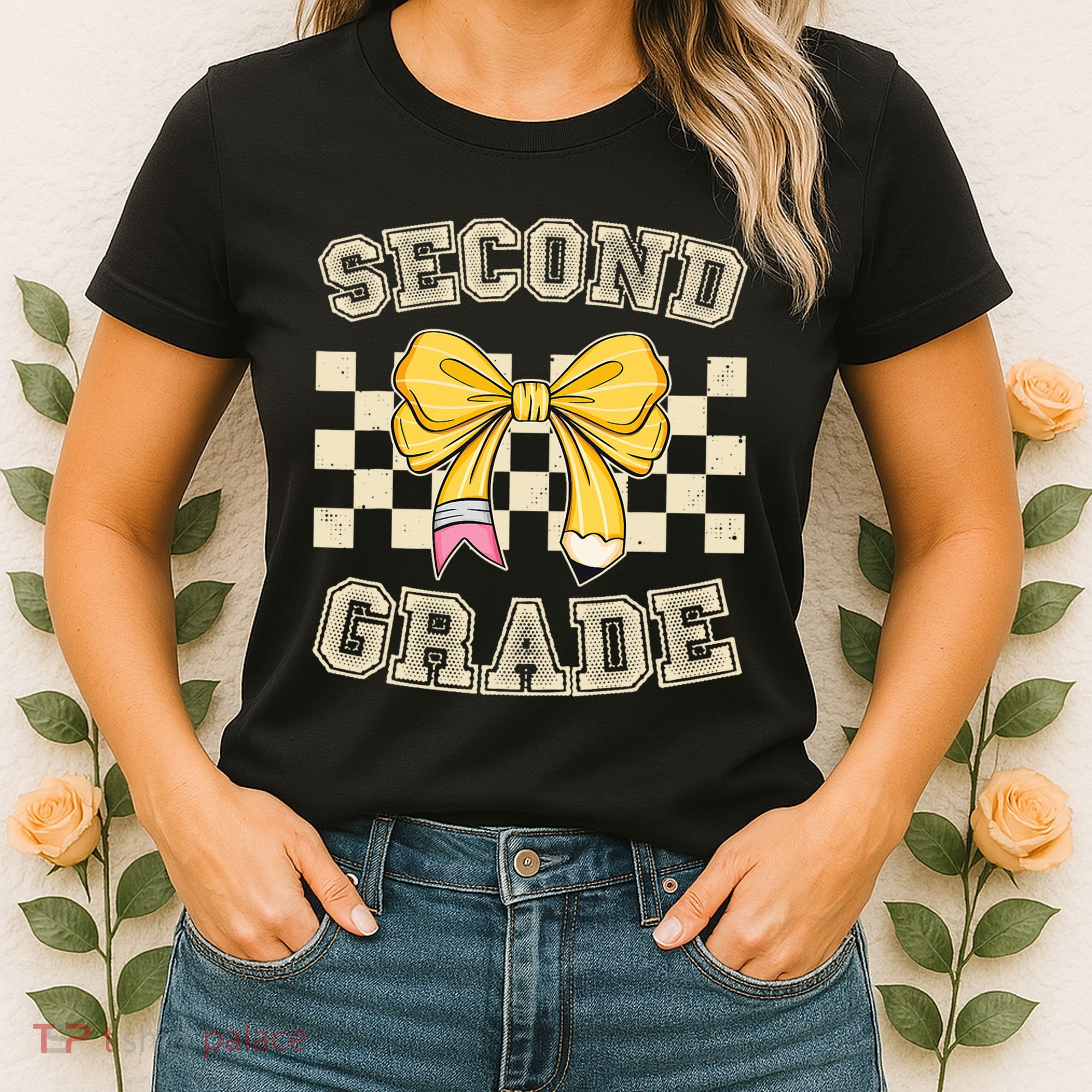 Second Grade Teacher Coquette Pencil Bow Back To School Women's T-Shirt