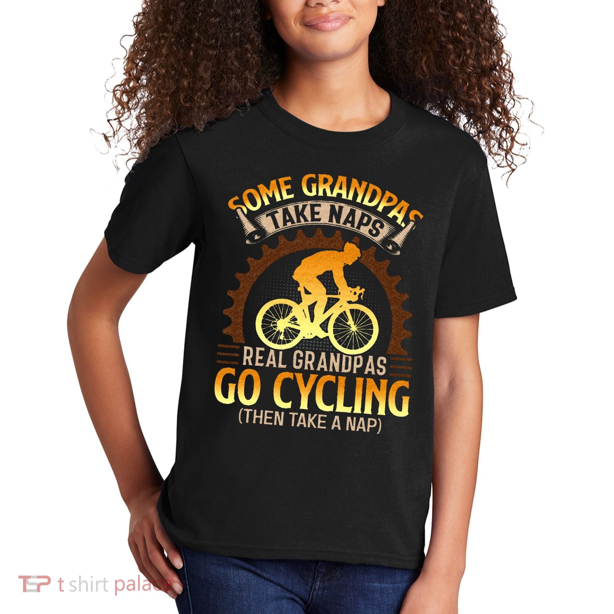 Some Grandpas Take Naps Real Grandpas Go Cycling Kids T-Shirt