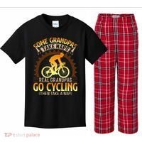 Some Grandpas Take Naps Real Grandpas Go Cycling Kids Plaid Pajama Set thumb 0