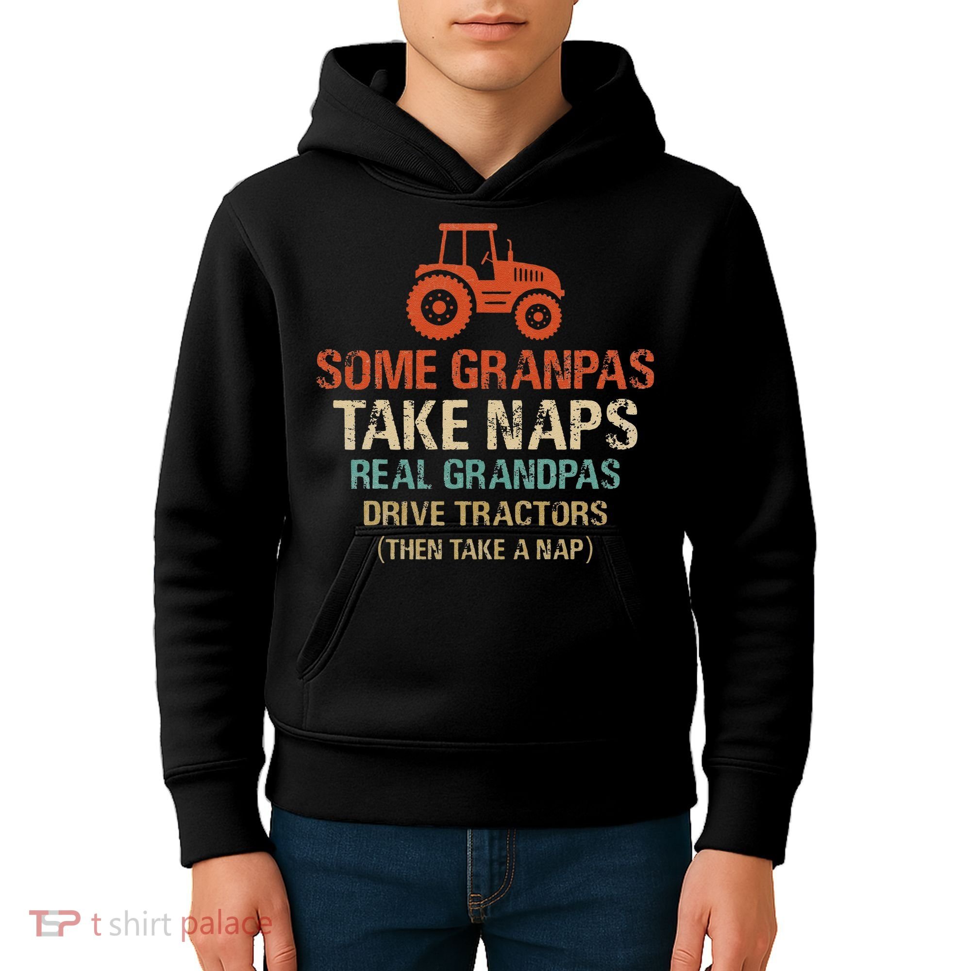 Some Grandpas take nap real Grandpas Drive Tractors Kids Hoodie