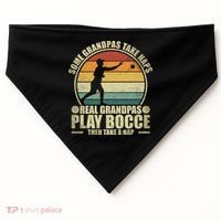 Some Grandpas Take Naps Real Grandpas Play Bocce Ball Cool Gift USA-Made Doggie Bandana thumb 0