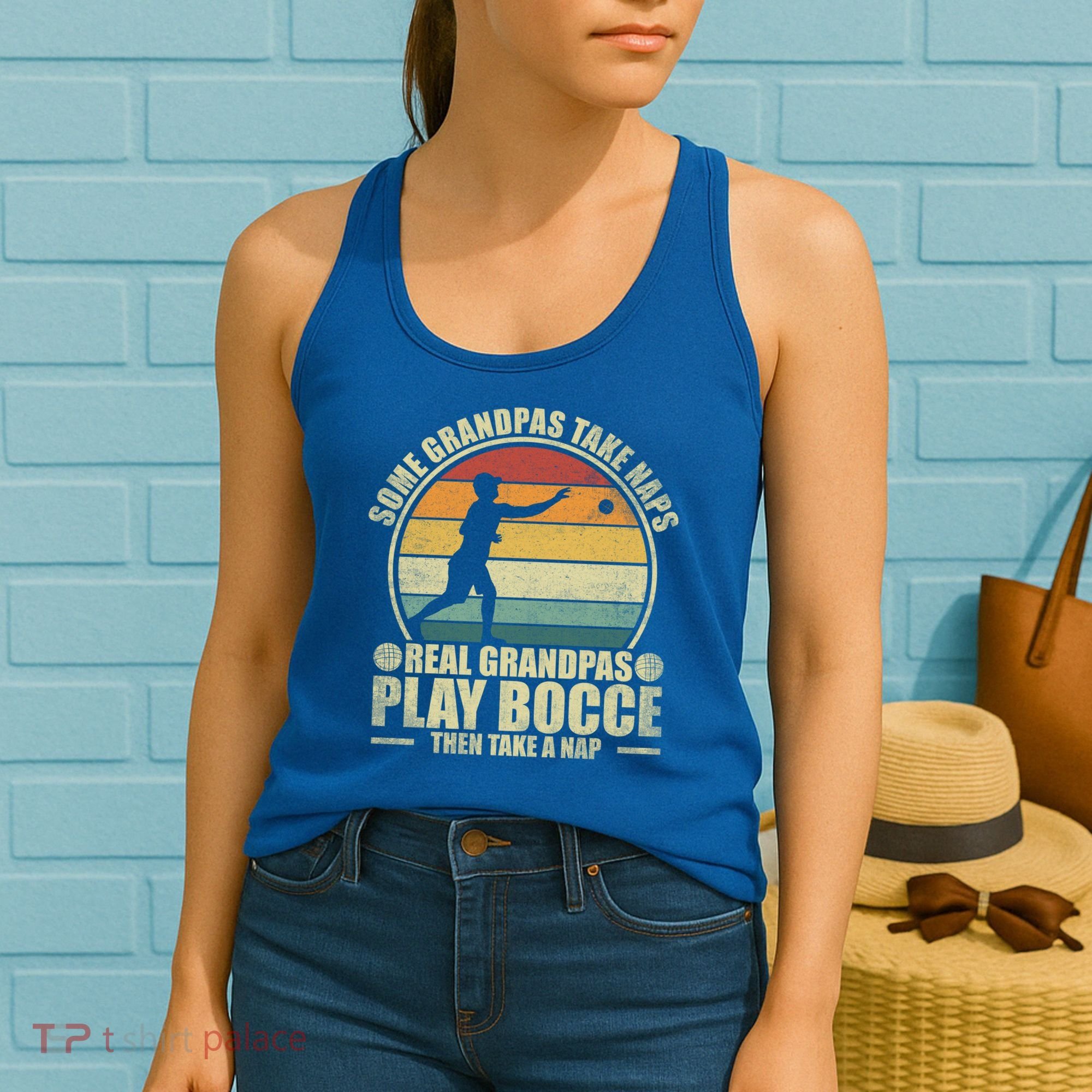 Some Grandpas Take Naps Real Grandpas Play Bocce Ball Cool Gift Women's Tank Top