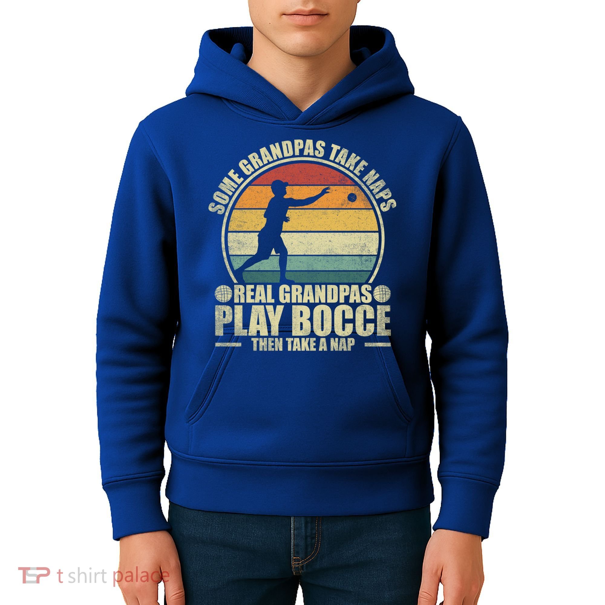 Some Grandpas Take Naps Real Grandpas Play Bocce Ball Cool Gift Kids Hoodie