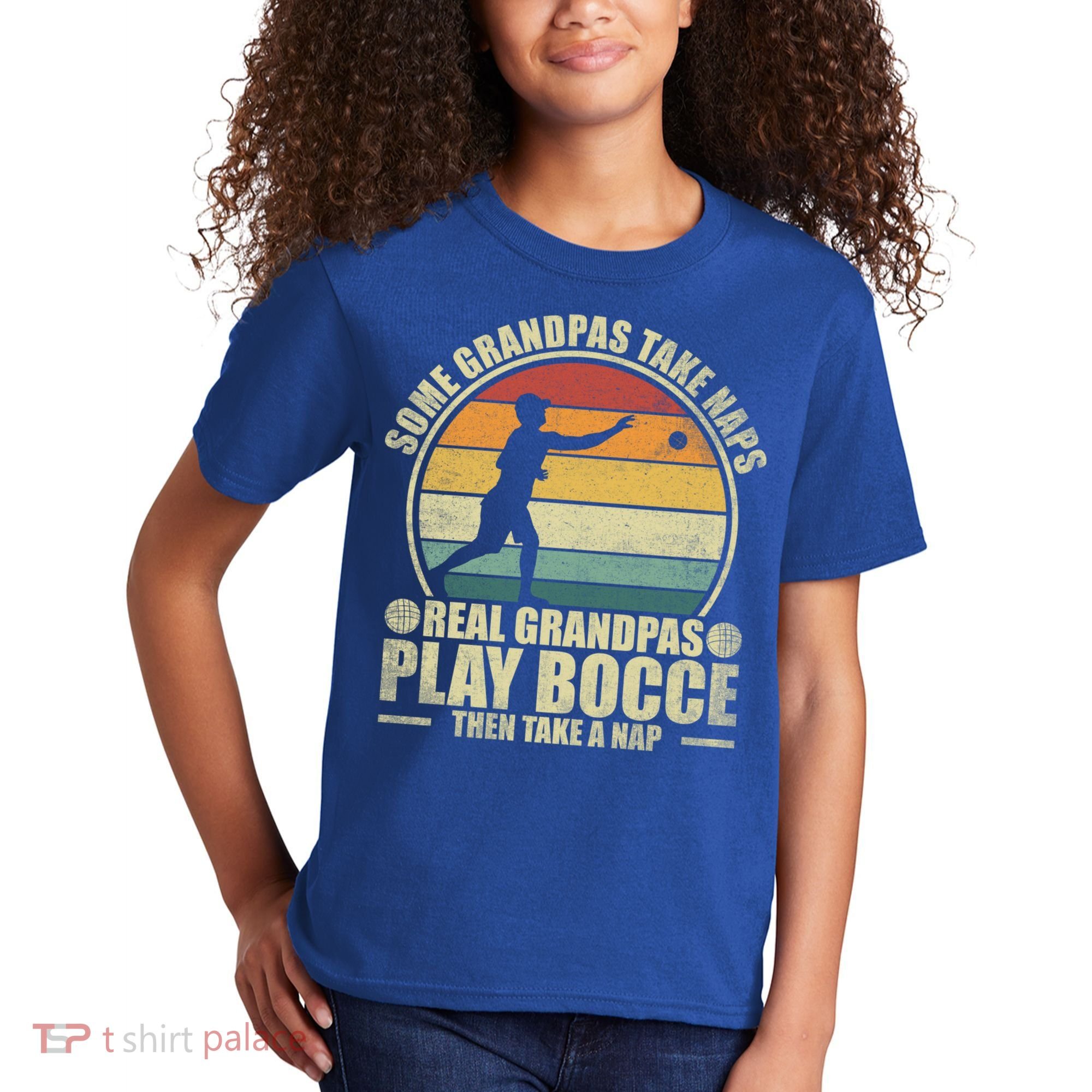 Some Grandpas Take Naps Real Grandpas Play Bocce Ball Cool Gift Kids T-Shirt
