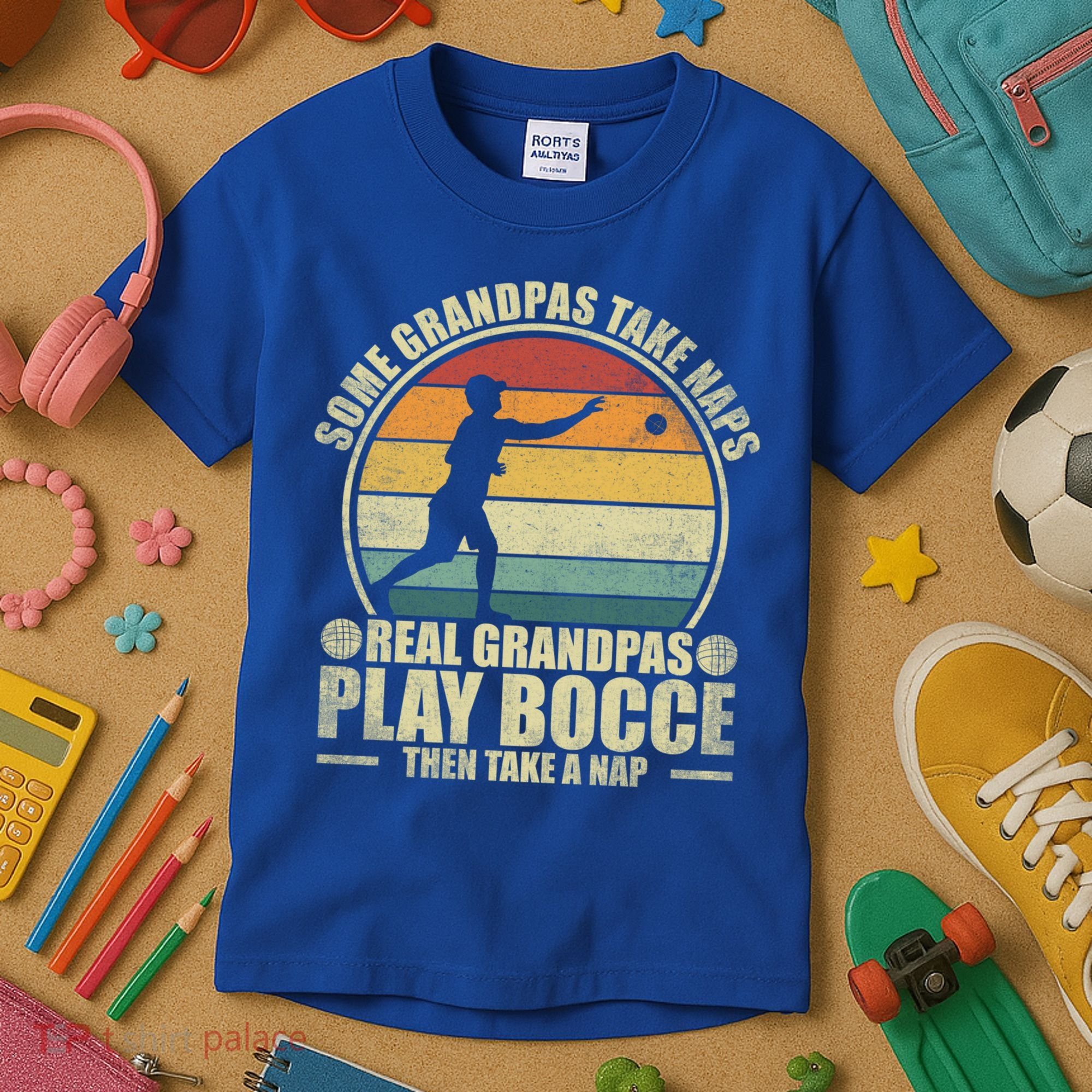 Some Grandpas Take Naps Real Grandpas Play Bocce Ball Cool Gift Kids T-Shirt