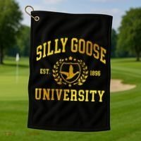 Silly Goose University Meme Funny Golf Towel thumb 1