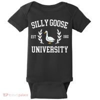 Silly Goose University Funny Goose Meme Costume Baby Bodysuit thumb 0