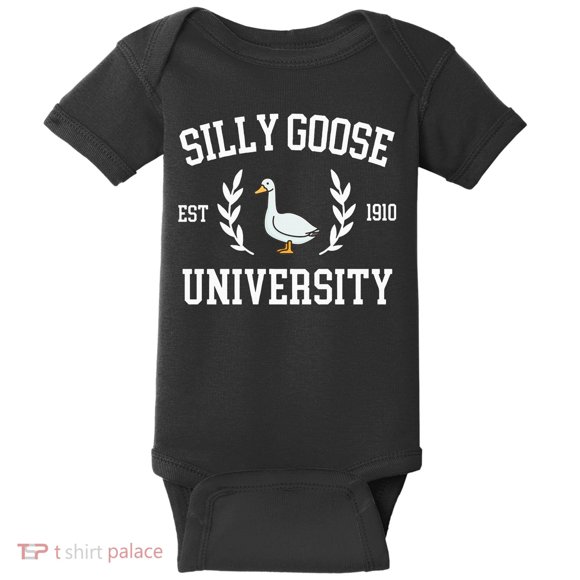 Silly Goose University Funny Goose Meme Costume Baby Bodysuit