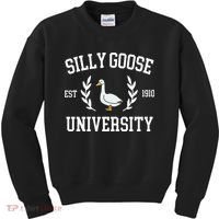 Silly Goose University Funny Goose Meme Costume Kids Sweatshirt thumb 0