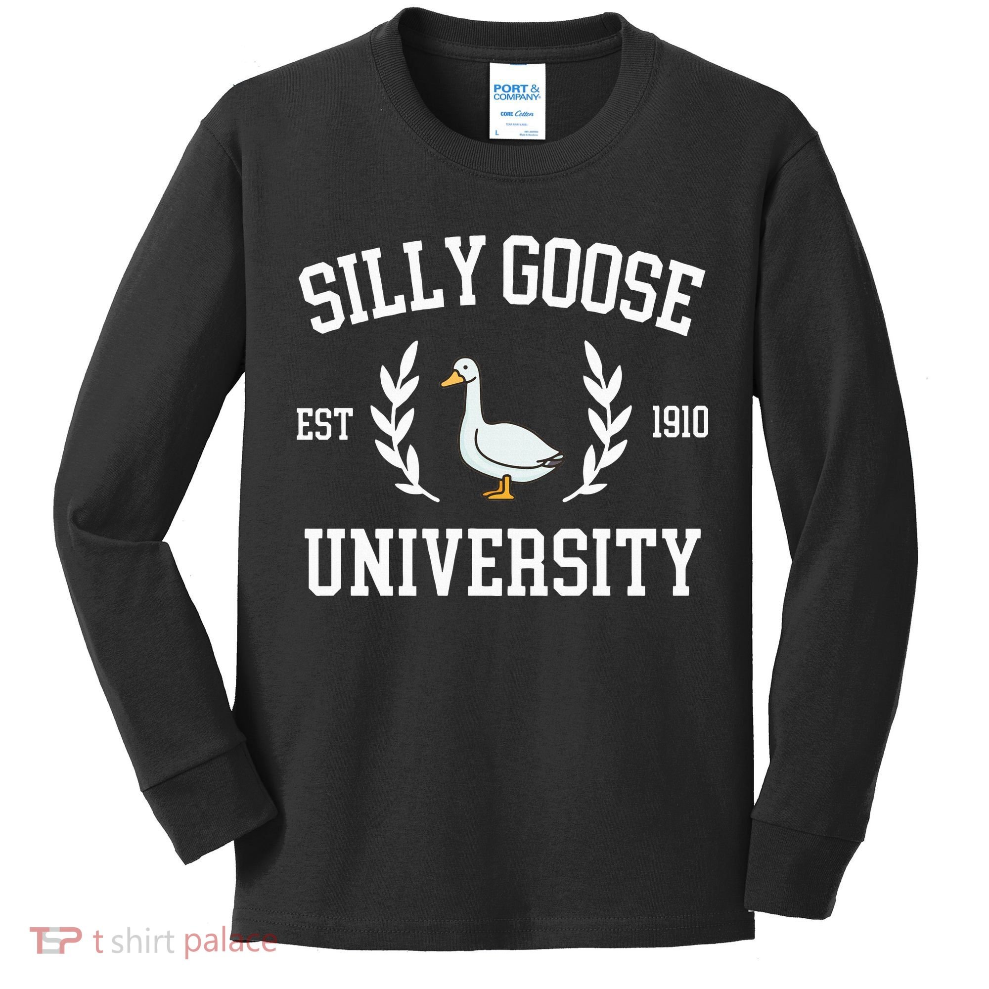 Silly Goose University Funny Goose Meme Costume Kids Long Sleeve Shirt