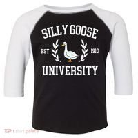 Silly Goose University Funny Goose Meme Costume Toddler Fine Jersey T-Shirt thumb 0