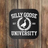 Silly Goose University Silly Goose Funny Meme School Bird Coaster thumb 0
