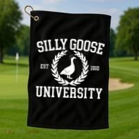 Silly Goose University Silly Goose Funny Meme School Bird Golf Towel thumb 1