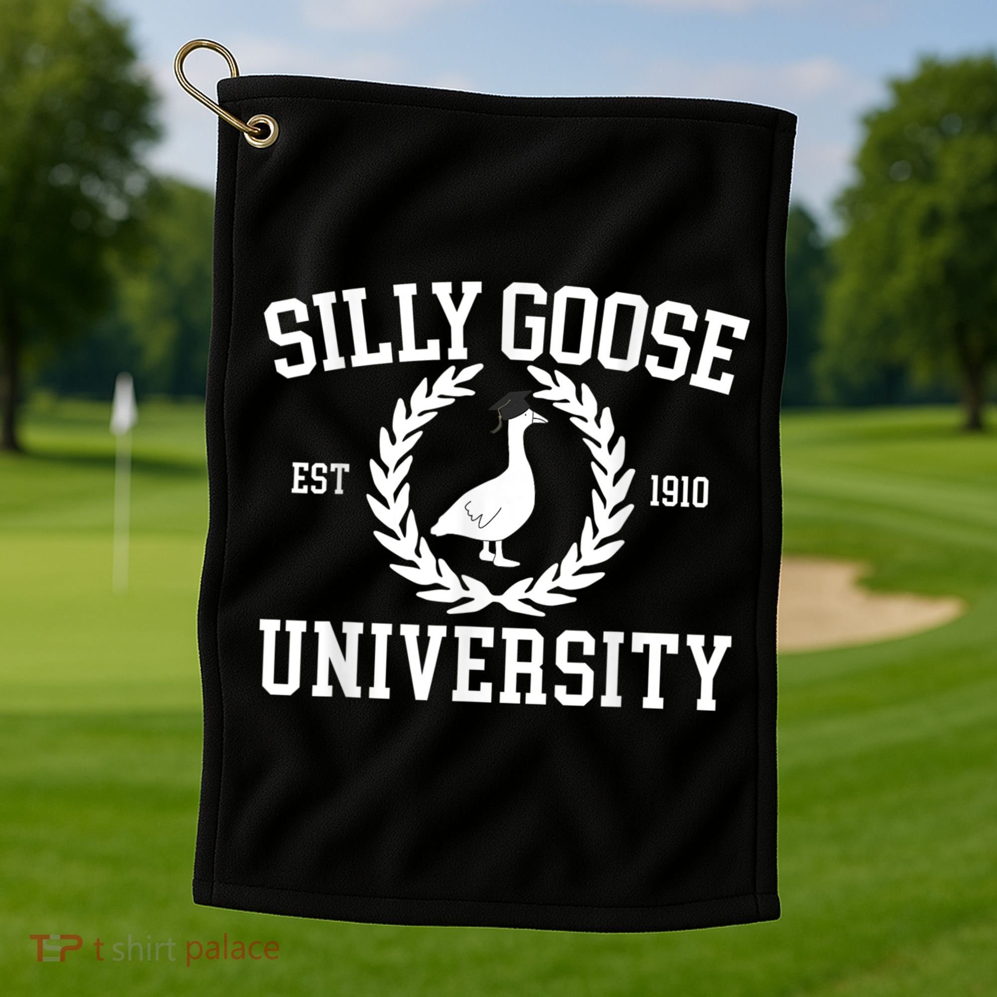 Silly Goose University Silly Goose Funny Meme School Bird Golf Towel