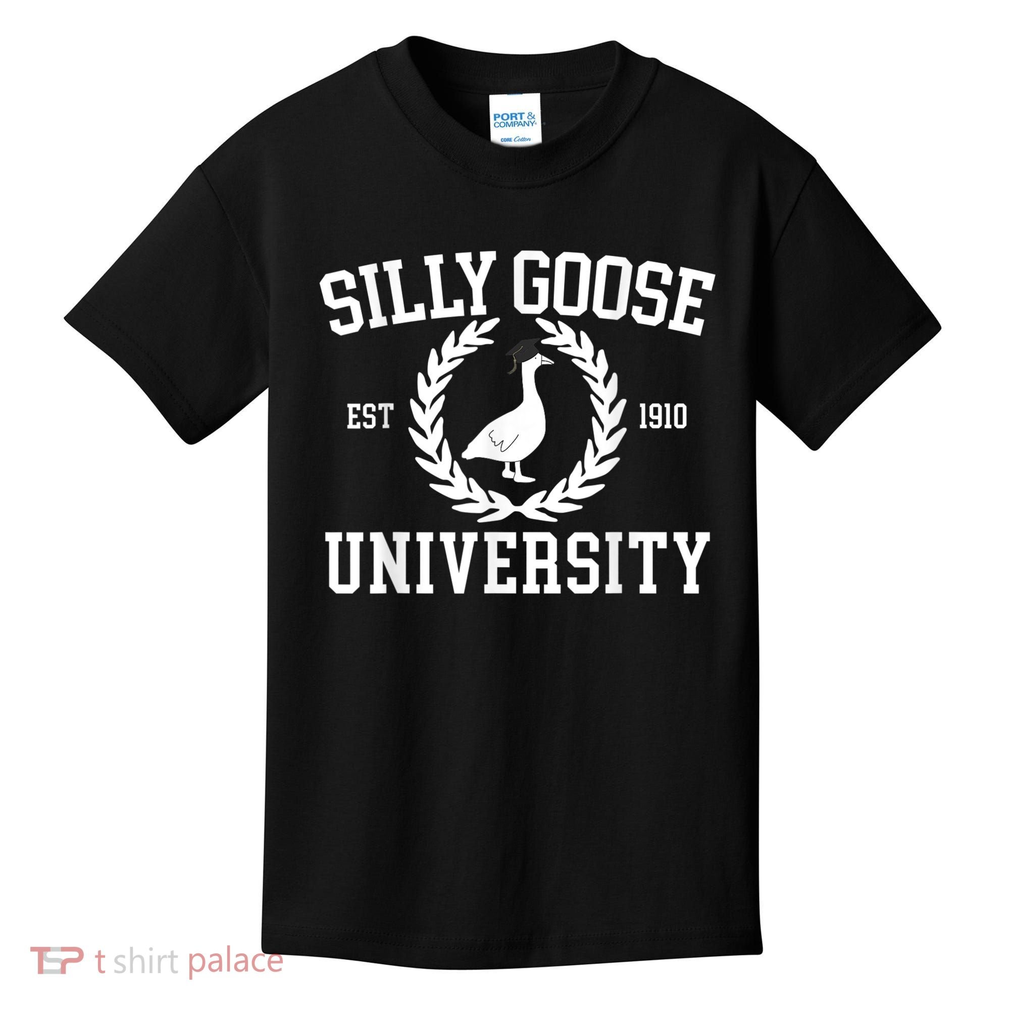 Silly Goose University Silly Goose Funny Meme School Bird Kids T-Shirt