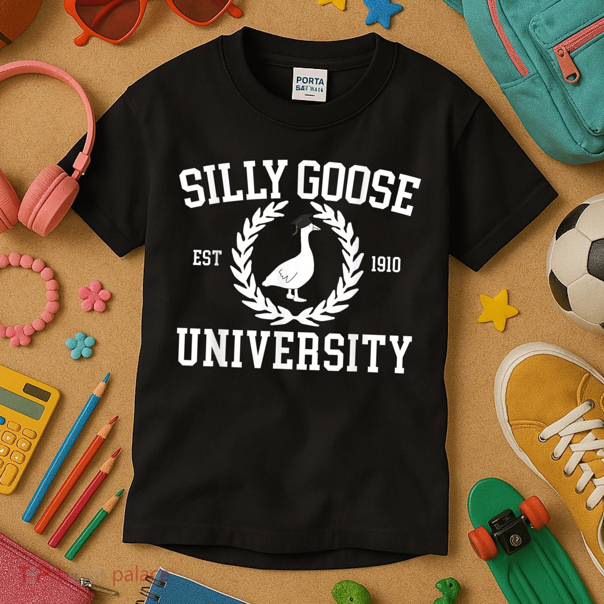 Silly Goose University Silly Goose Funny Meme School Bird Kids T-Shirt