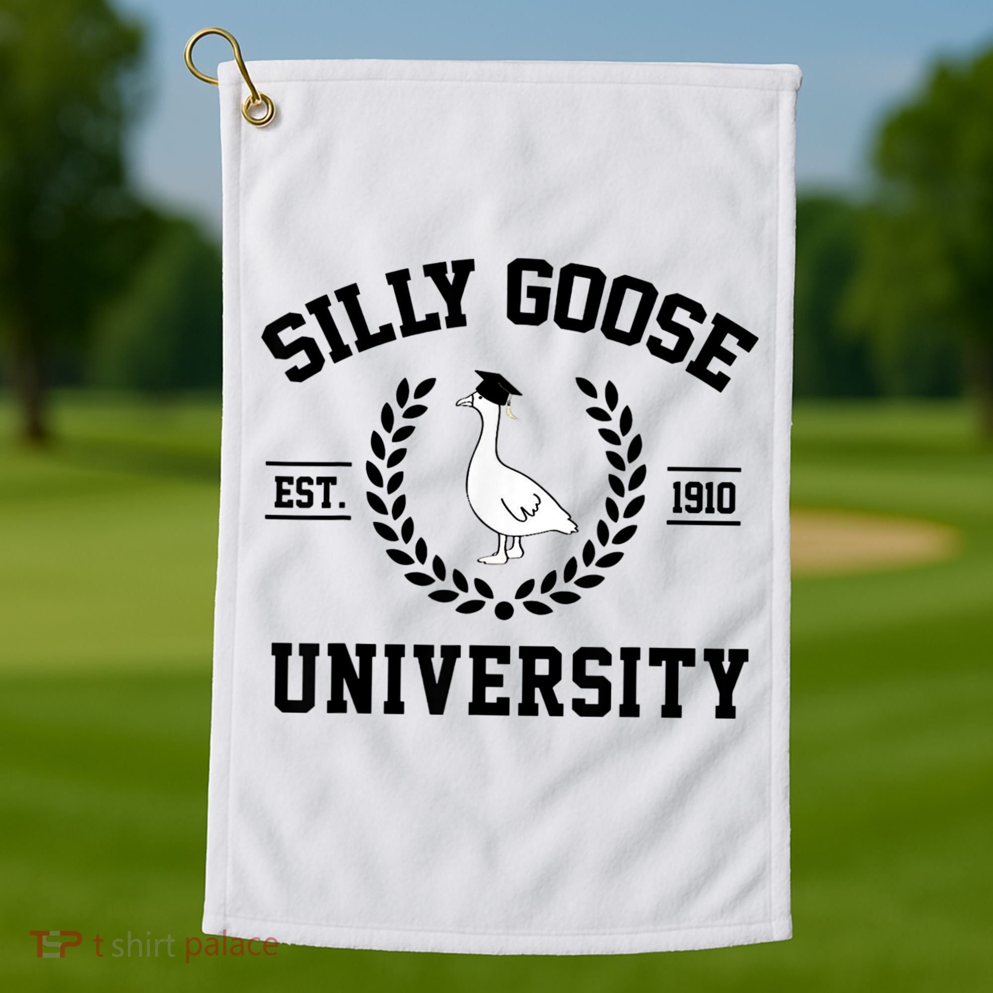 Silly Goose University Silly Goose Funny Meme School Bird Golf Towel