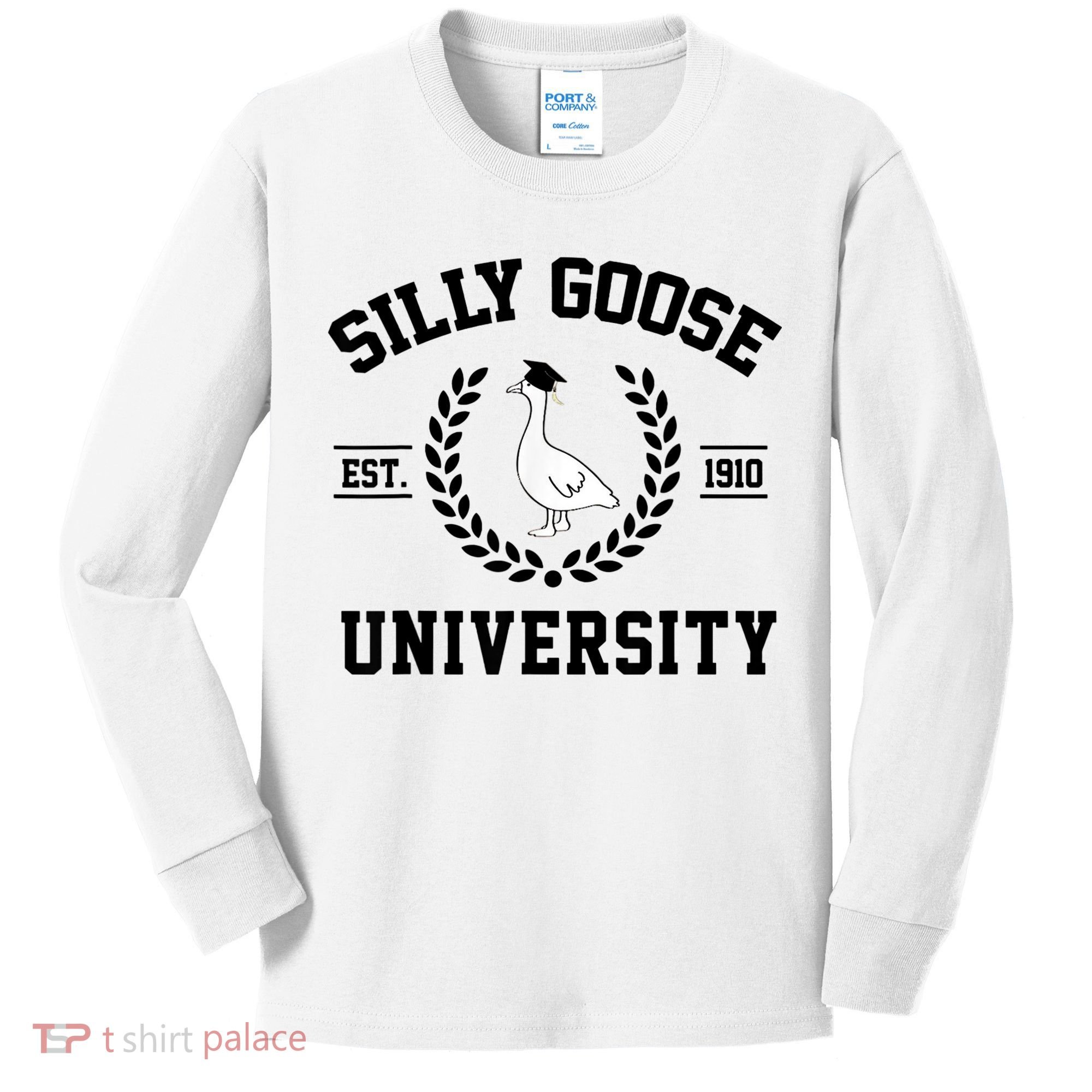 Silly Goose University Silly Goose Funny Meme School Bird Kids Long Sleeve Shirt