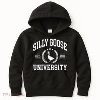 Silly Goose University Funny Goose On The Loose Funny Saying Kids Hoodie thumb 0