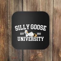 Silly Goose University Silly Goose Funny Meme School Bird Coaster thumb 0