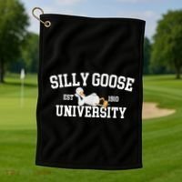 Silly Goose University Silly Goose Funny Meme School Bird Golf Towel thumb 1