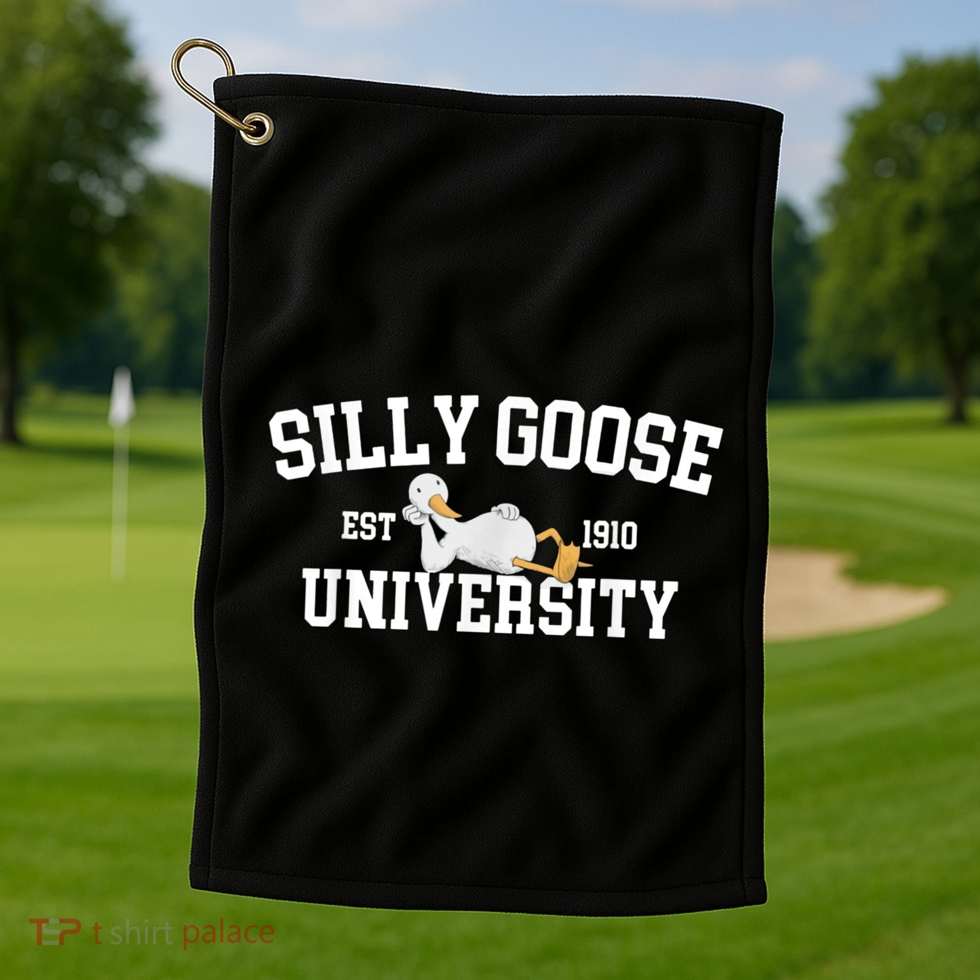 Silly Goose University Silly Goose Funny Meme School Bird Golf Towel