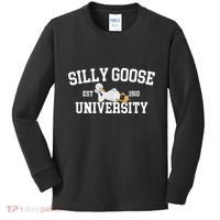 Silly Goose University Silly Goose Funny Meme School Bird Kids Long Sleeve Shirt thumb 0
