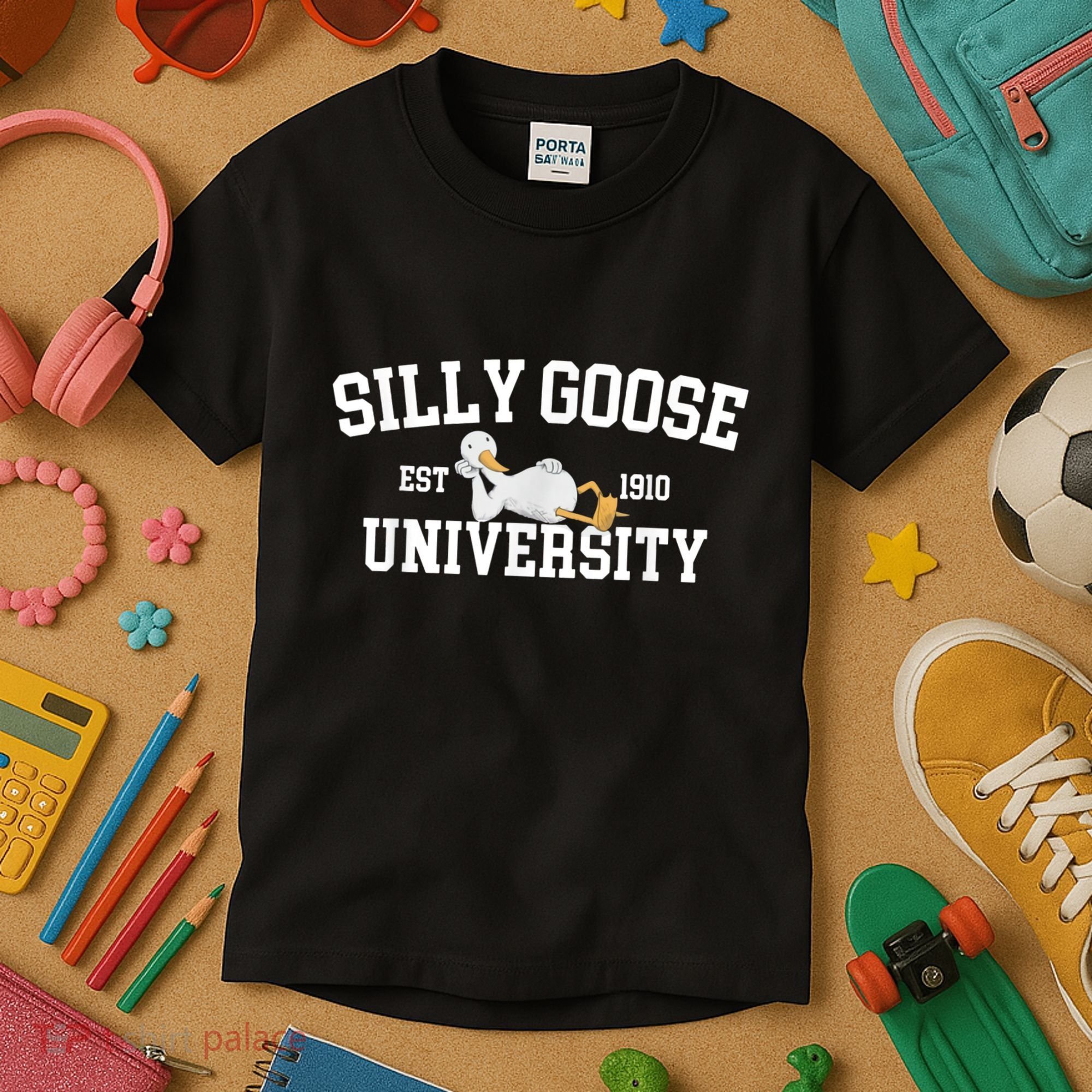 Silly Goose University Silly Goose Funny Meme School Bird Kids T-Shirt