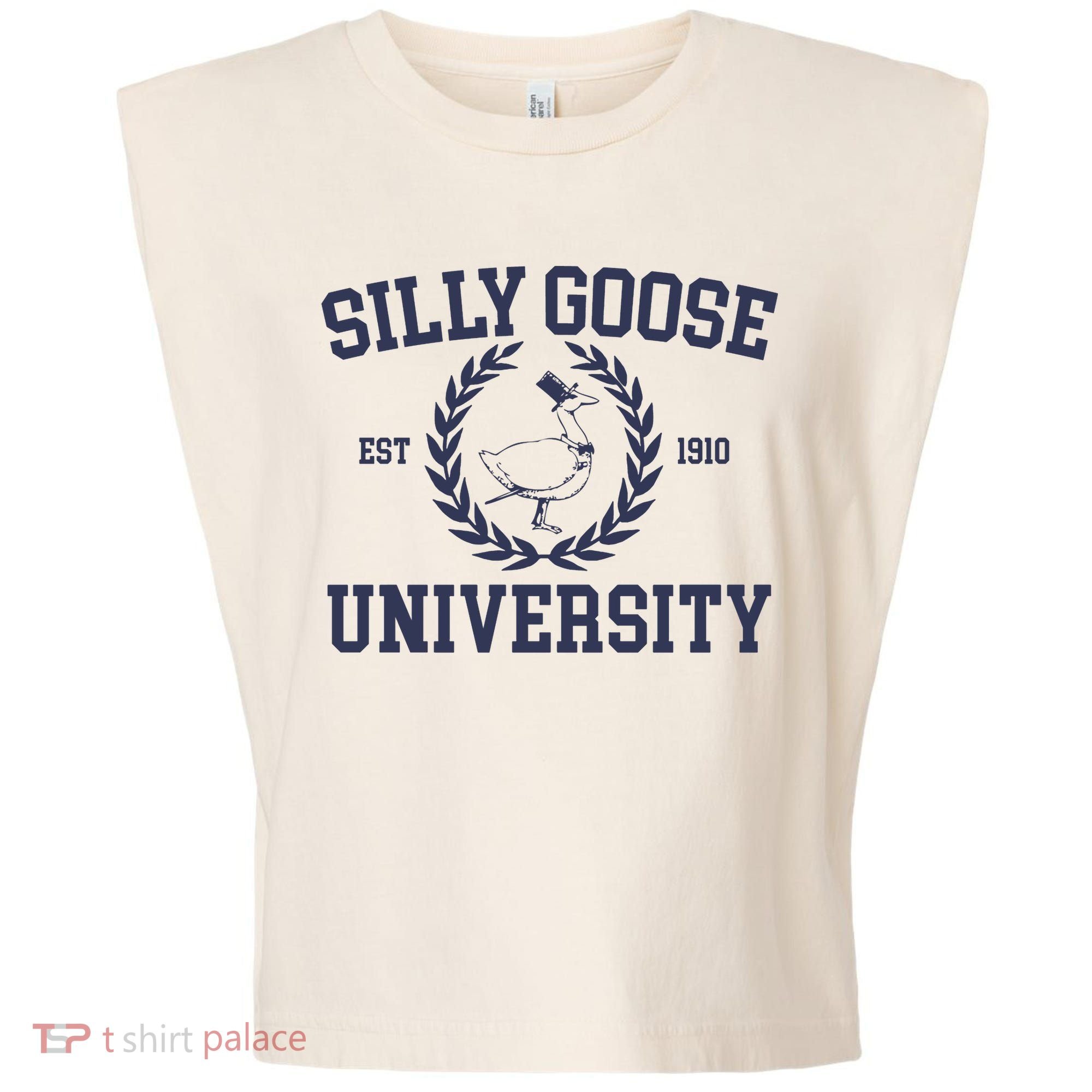 Silly Goose University Funny Silly Goose Meme Bird Lover Garment-Dyed Women's Muscle Tee
