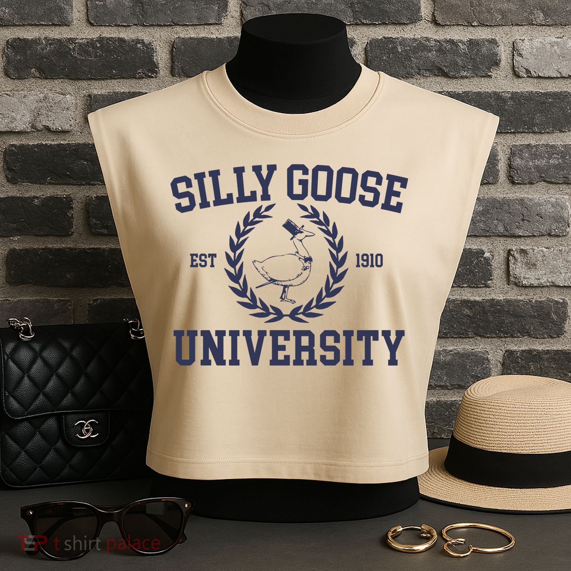 Silly Goose University Funny Silly Goose Meme Bird Lover Garment-Dyed Women's Muscle Tee