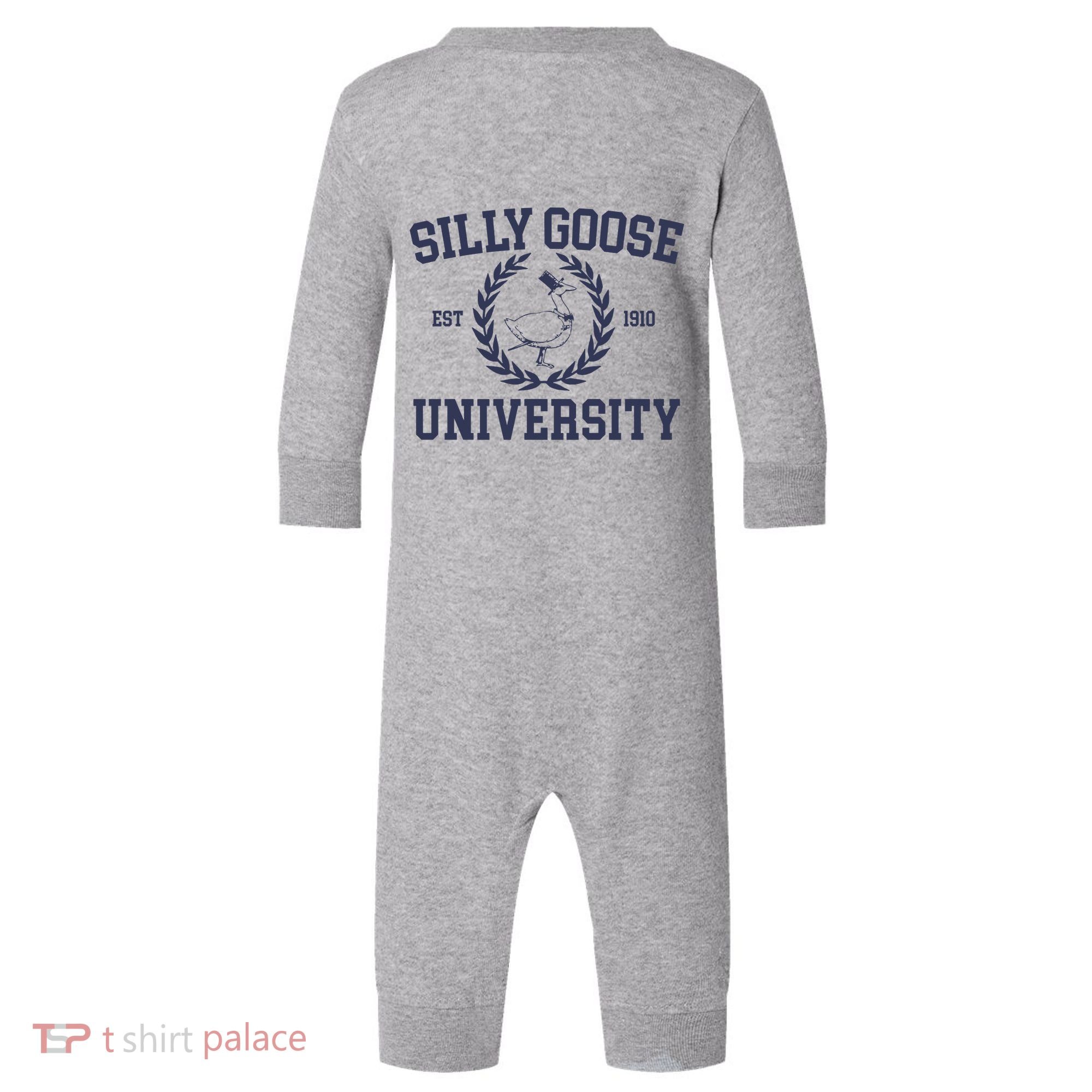 Silly Goose University Funny Silly Goose Meme Bird Lover Infant Fleece One Piece
