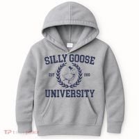 Silly Goose University Funny Silly Goose Meme Bird Lover Kids Hoodie thumb 0