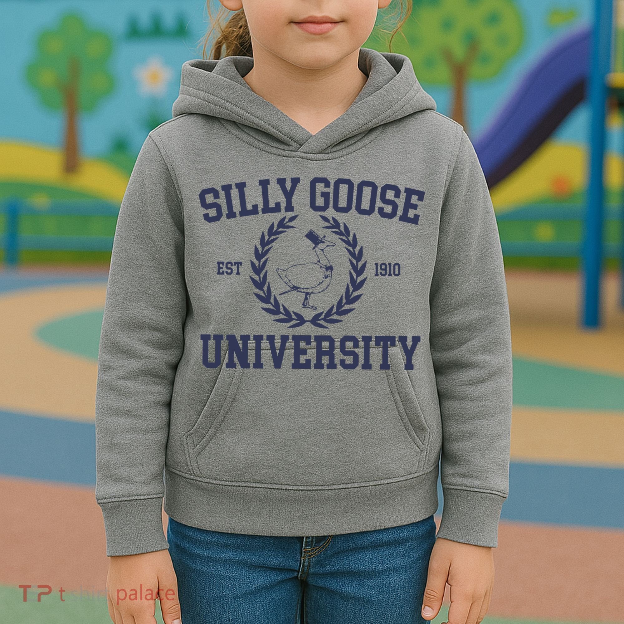 Silly Goose University Funny Silly Goose Meme Bird Lover Kids Hoodie