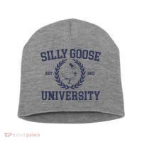 Silly Goose University Funny Silly Goose Meme Bird Lover Short Acrylic Beanie thumb 0